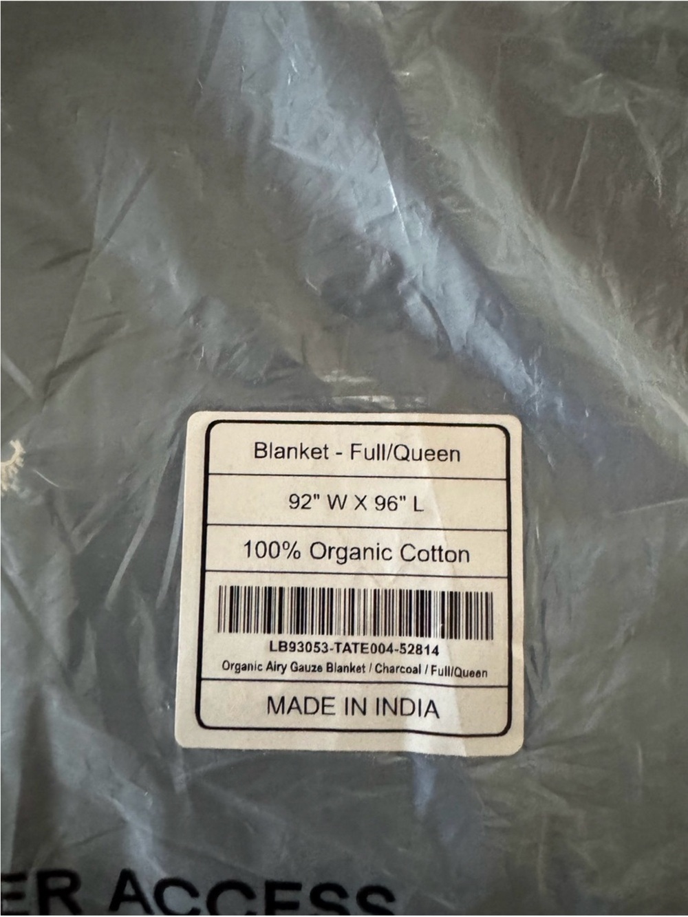 Quince Organic Cotton Full/Queen Blanket in Charcoal - Picture 3 of 5